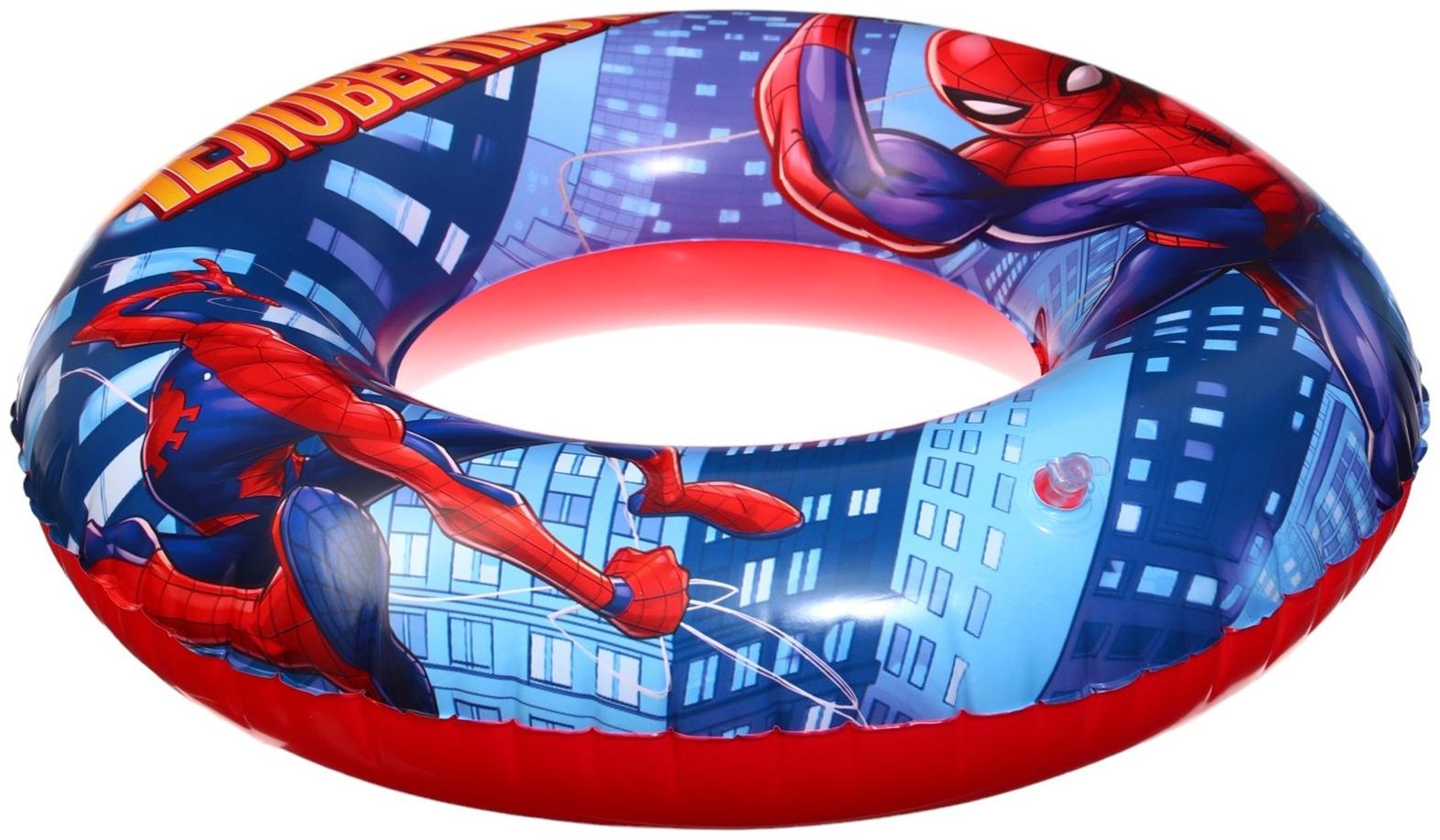 Круг надувной «Человек Паук», для плавания 55 см., детский, цвет синий