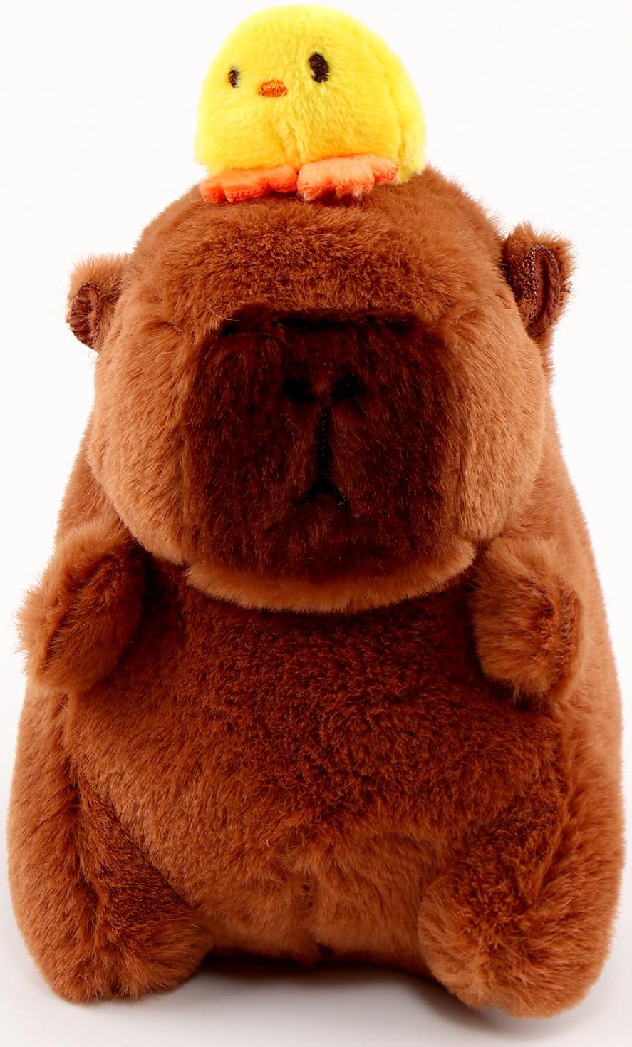 Мягкая игрушка «Капибара с уточкой», на брелоке, 13 см