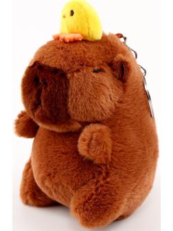Мягкая игрушка «Капибара с уточкой», на брелоке, 13 см