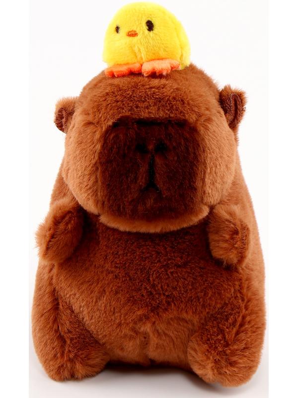 Мягкая игрушка «Капибара с уточкой», на брелоке, 13 см