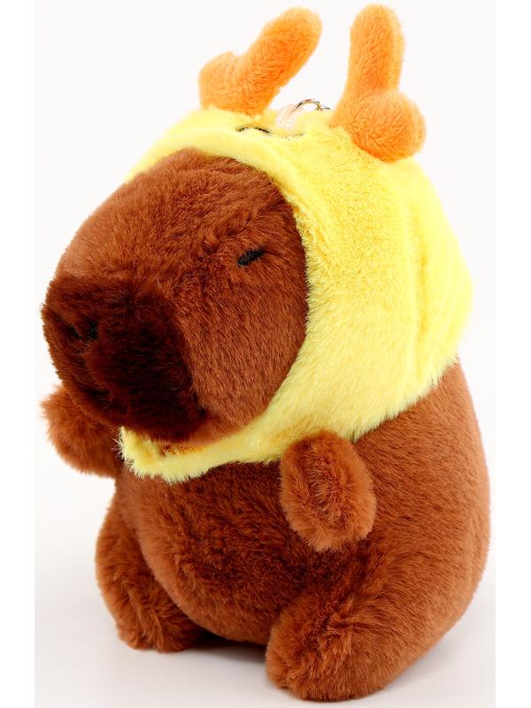 Мягкая игрушка «Капибара» в шапочке оленя, 13 см