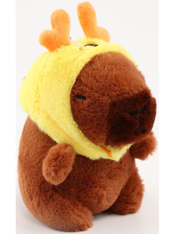 Мягкая игрушка «Капибара» в шапочке оленя, 13 см