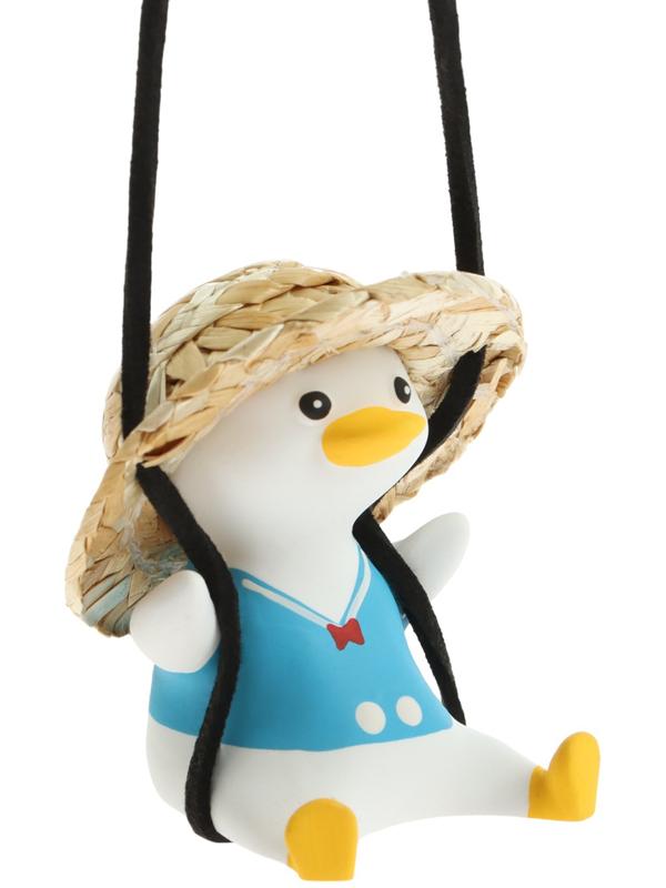 Игрушка на зеркало, утка в шляпе, шнурок 50 см, высота 8 см