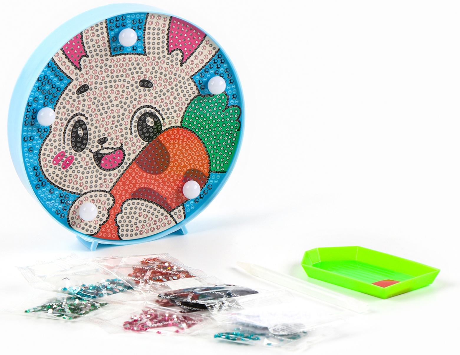 Ночник своими руками. Алмазная мозаика для детей на ночнике «Зайка», 15×15 см, набор для творчества