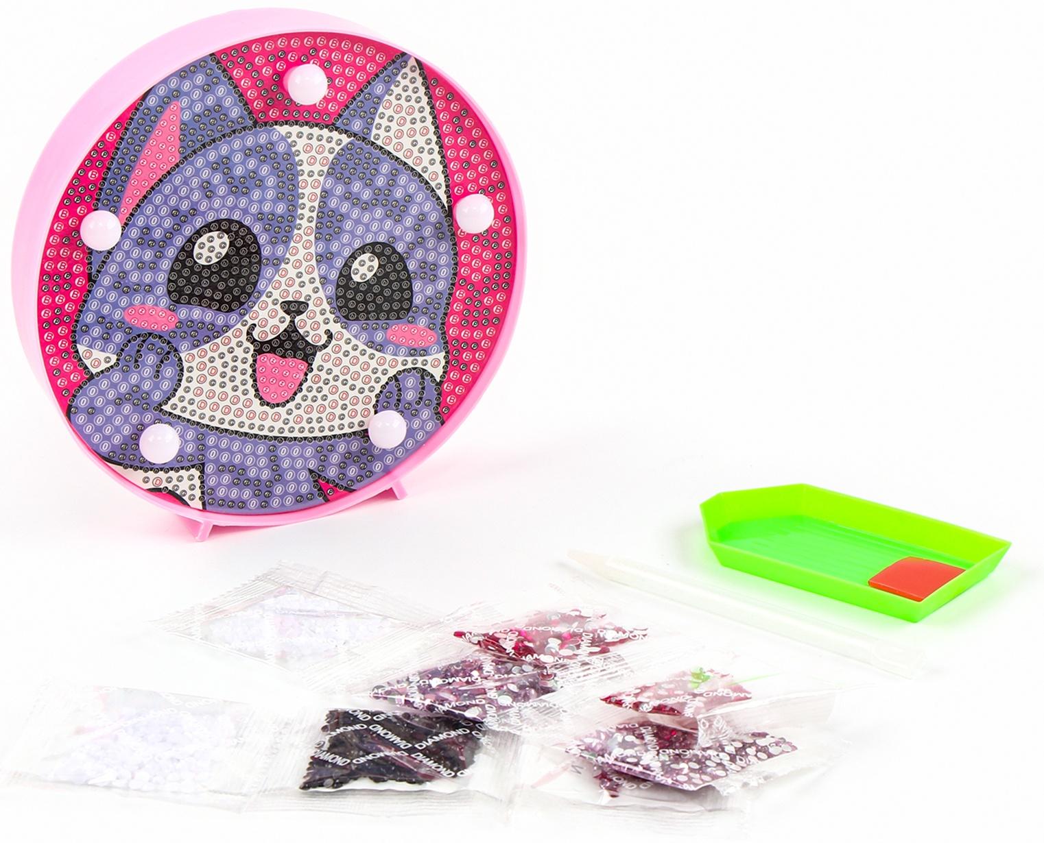 Ночник своими руками. Алмазная мозаика для детей на ночнике «Котик», 15×15 см, набор для творчества