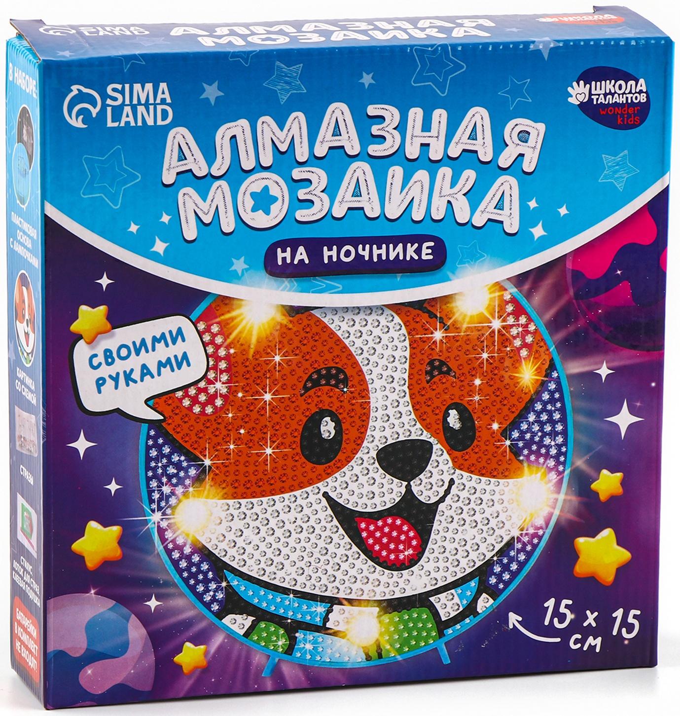 Ночник своими руками. Алмазная мозаика для детей на ночнике «Корги», 15×15 см, набор для творчества