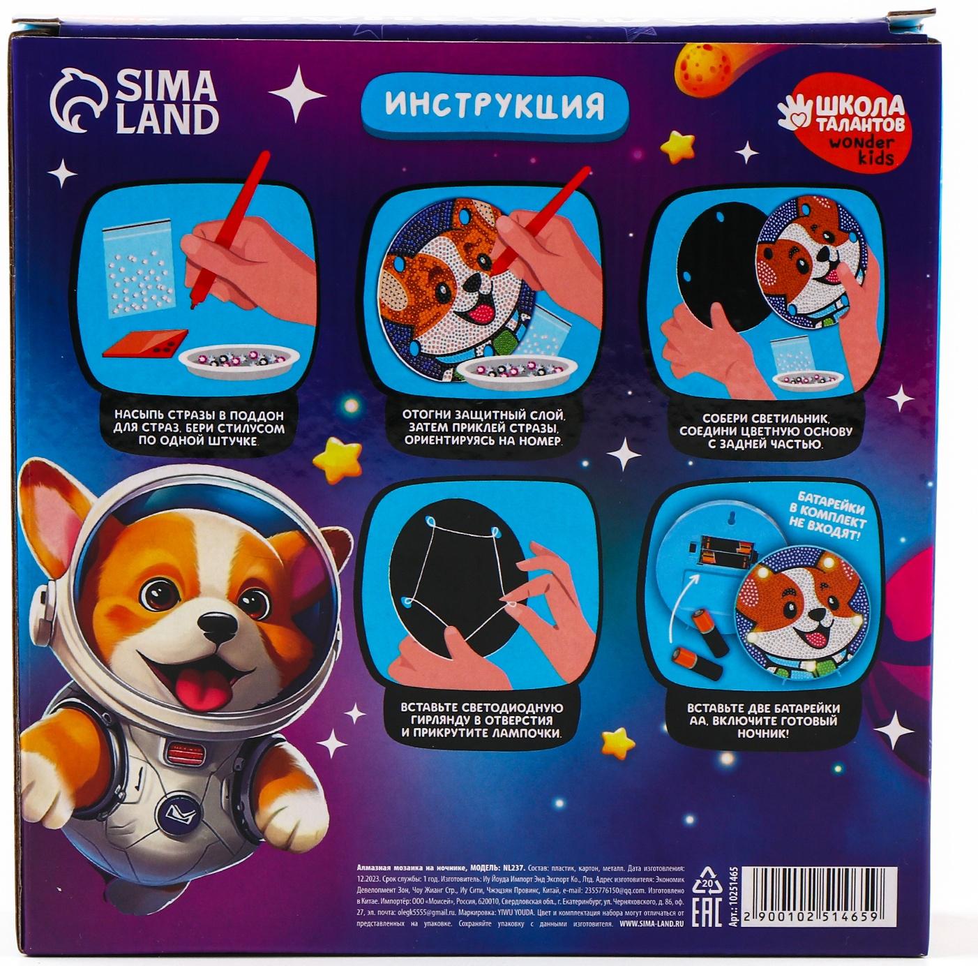 Ночник своими руками. Алмазная мозаика для детей на ночнике «Корги», 15×15 см, набор для творчества