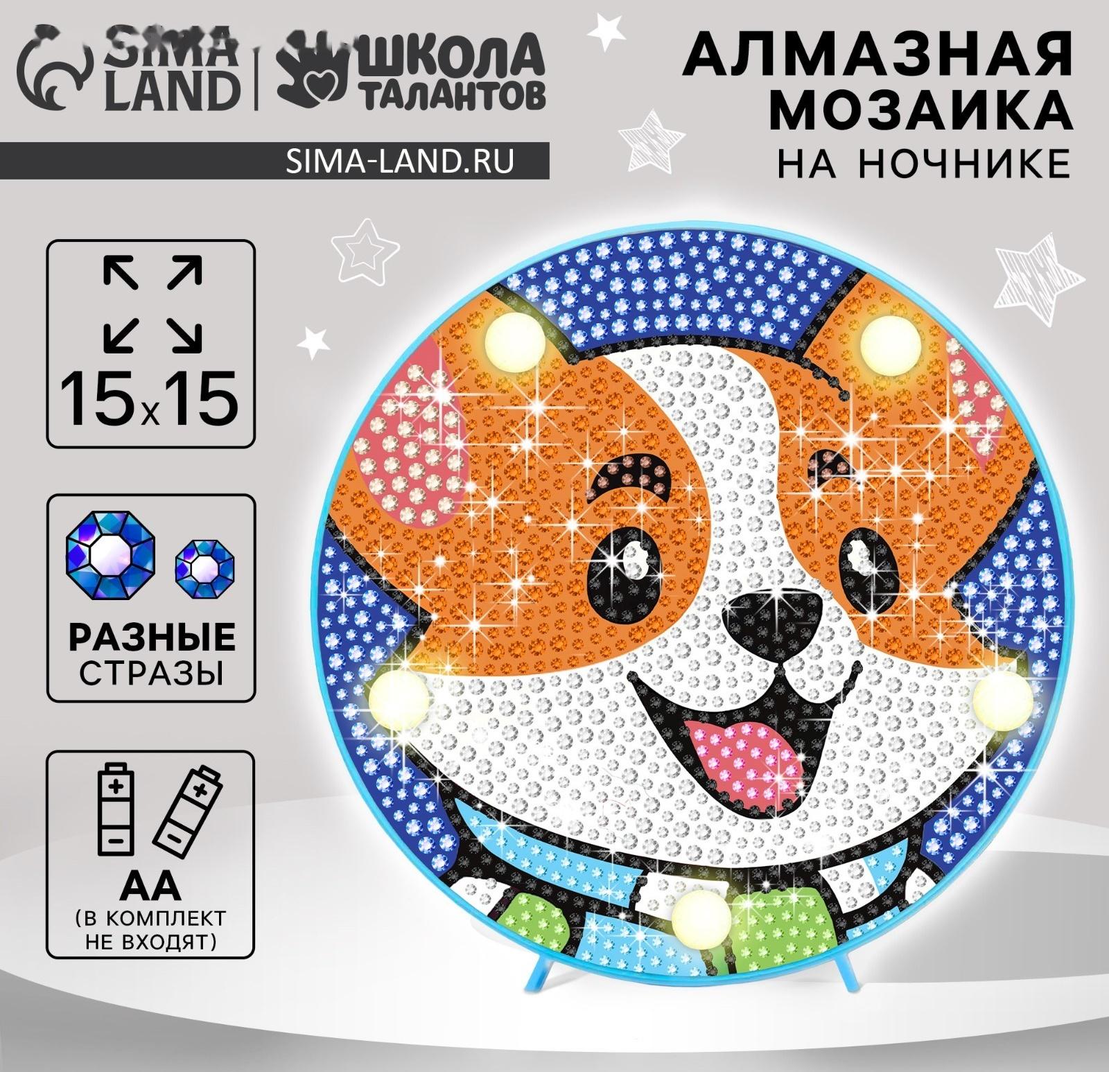 Ночник своими руками. Алмазная мозаика для детей на ночнике «Корги», 15×15 см, набор для творчества