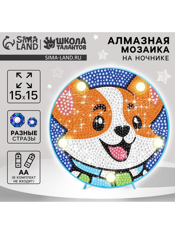Ночник своими руками. Алмазная мозаика для детей на ночнике «Корги», 15×15 см, набор для творчества