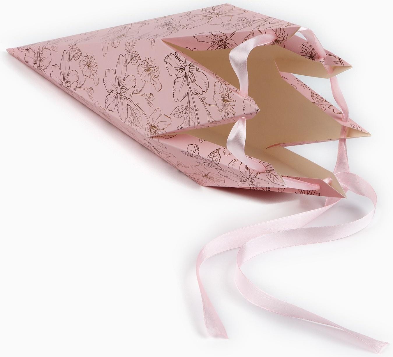 Переноска - шестиугольник для цветов «Цветочная композиция», розовая, 15 х 35 х 15 см