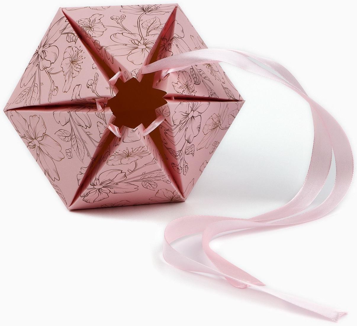 Переноска - шестиугольник для цветов «Цветочная композиция», розовая, 15 х 35 х 15 см