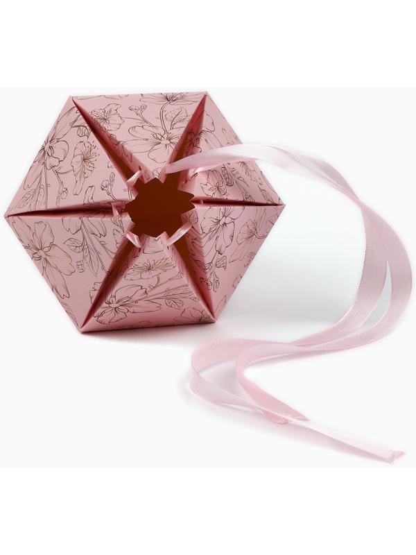 Переноска - шестиугольник для цветов «Цветочная композиция», розовая, 15 х 35 х 15 см