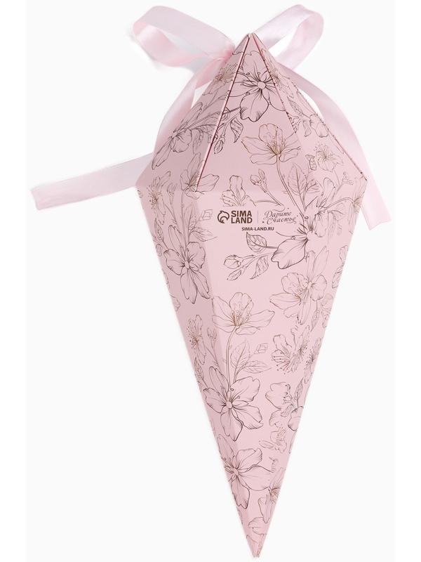 Переноска - шестиугольник для цветов «Цветочная композиция», розовая, 15 х 35 х 15 см