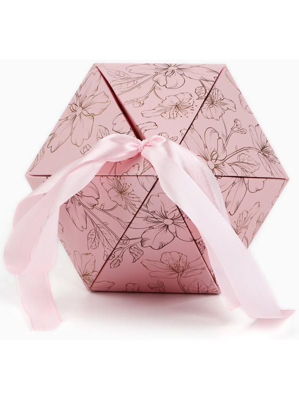 Переноска - шестиугольник для цветов «Цветочная композиция», розовая, 15 х 35 х 15 см
