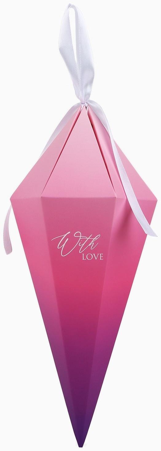 Переноска - шестиугольник для цветов «С любовью!», розовая, 15 х 35 х 15 см