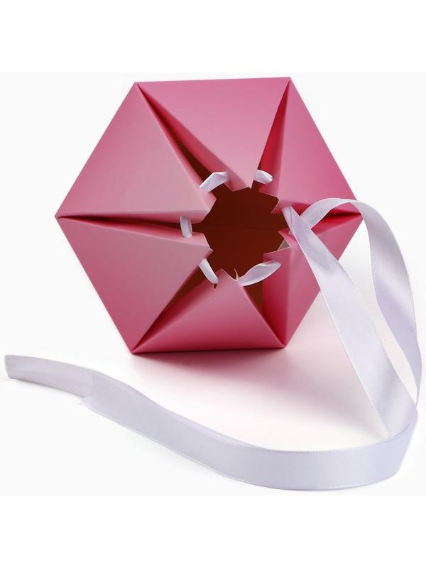 Переноска - шестиугольник для цветов «С любовью!», розовая, 15 х 35 х 15 см