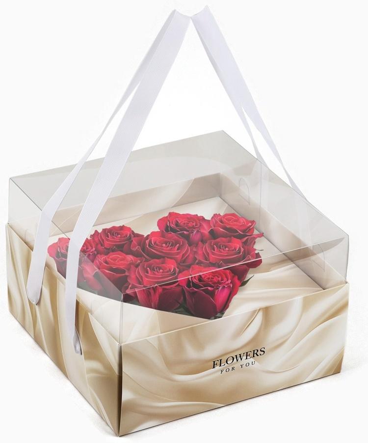 Коробка для цветов с формовым вкладышем и PVC крышкой «Для тебя», 23.5 х 23.5 х 15 см