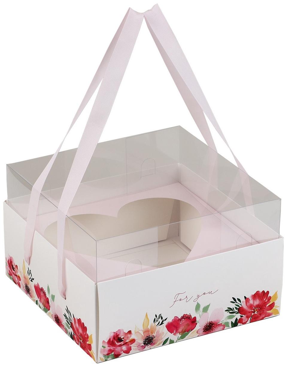 Коробка для цветов с формовым вкладышем и PVC крышкой «Цветы для тебя», 23.5 х 23.5 х 15 с