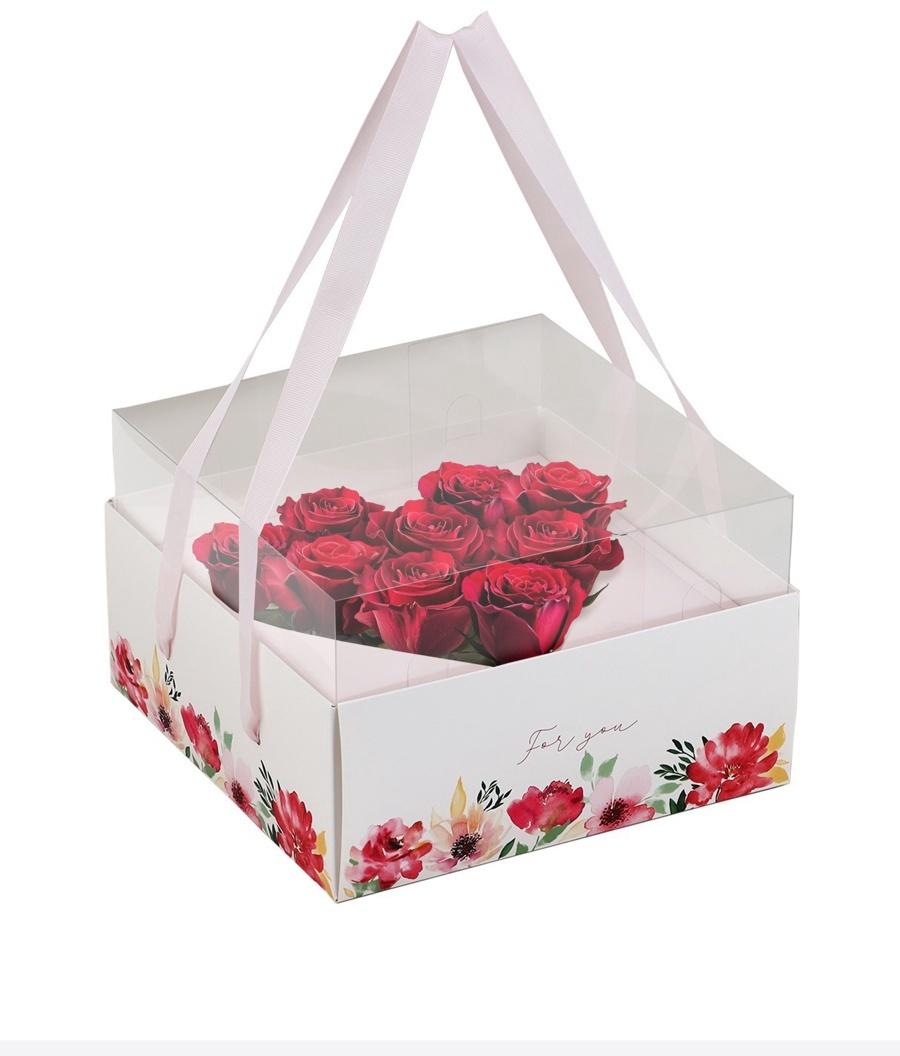 Коробка для цветов с формовым вкладышем и PVC крышкой «Цветы для тебя», 23.5 х 23.5 х 15 с