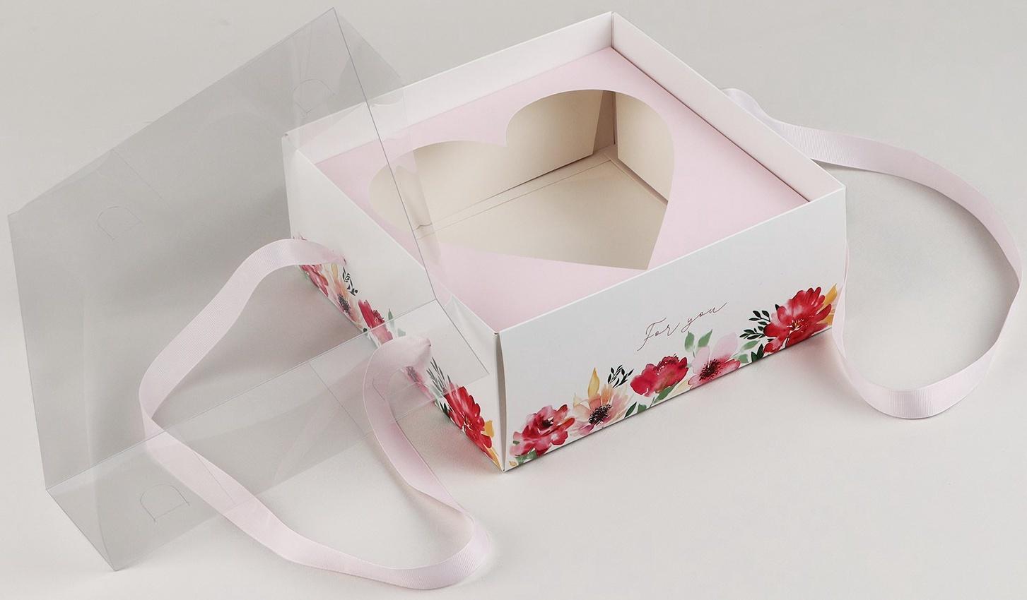 Коробка для цветов с формовым вкладышем и PVC крышкой «Цветы для тебя», 23.5 х 23.5 х 15 с