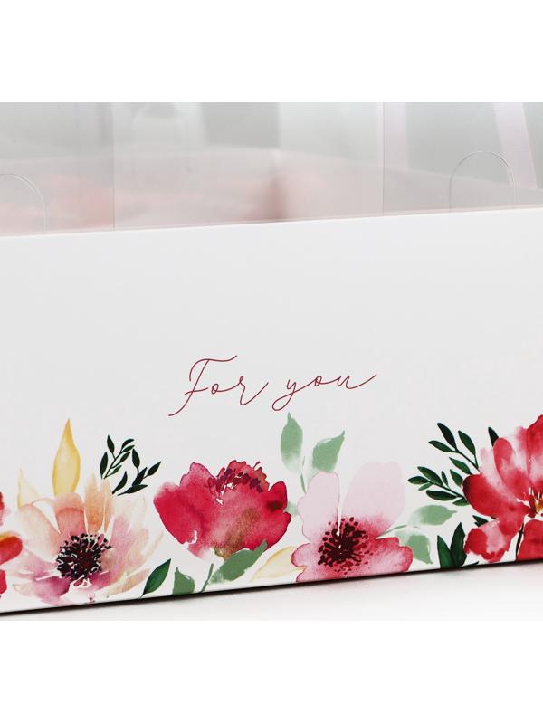 Коробка для цветов с формовым вкладышем и PVC крышкой «Цветы для тебя», 23.5 х 23.5 х 15 с