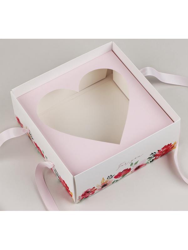 Коробка для цветов с формовым вкладышем и PVC крышкой «Цветы для тебя», 23.5 х 23.5 х 15 с