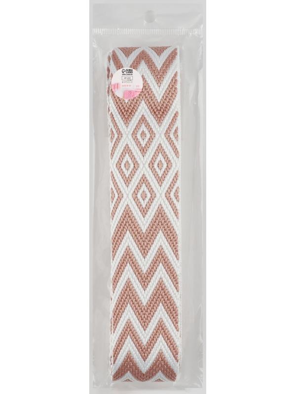 Стропа ременная «Ромбы и зигзаги», 38 мм, 3 ± 0,1 м, цвет розово-белый