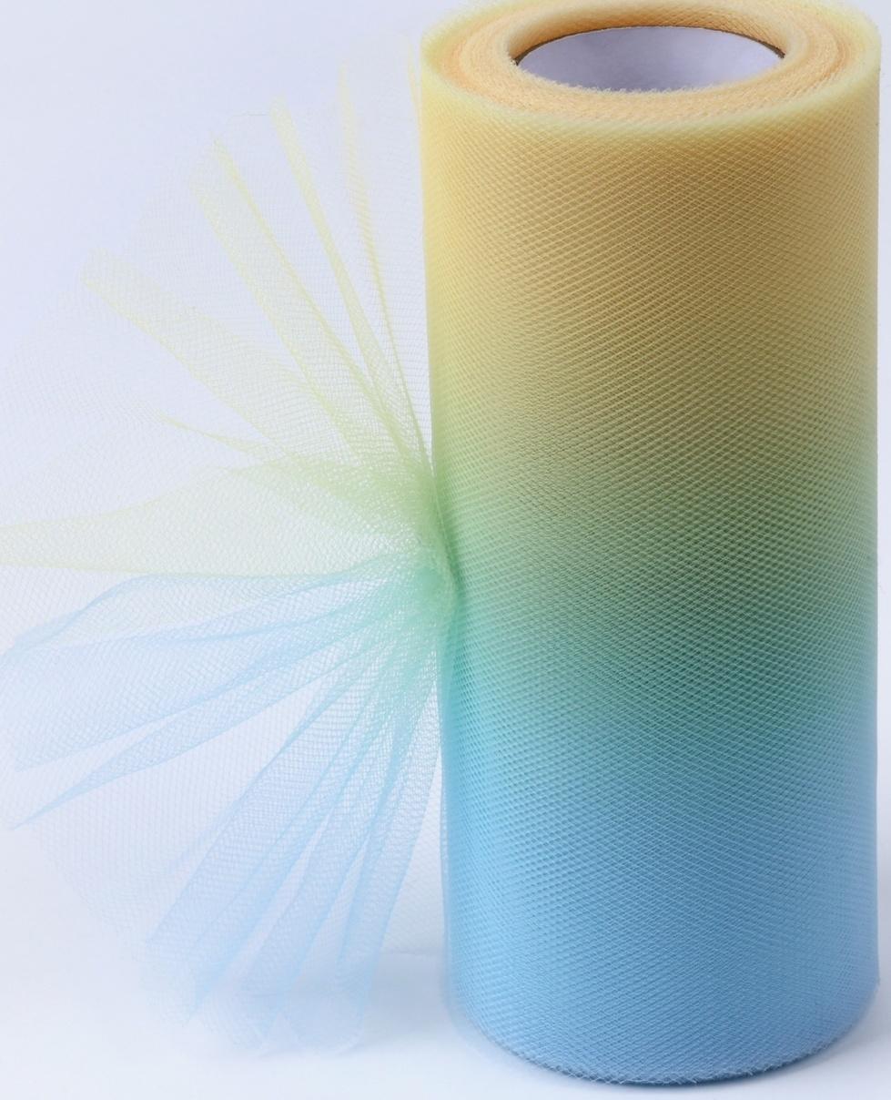 Фатин, 15 см, 23 ± 1 м, 11 ± 1 г/кв.м, цвет жёлто-голубой градиент №2