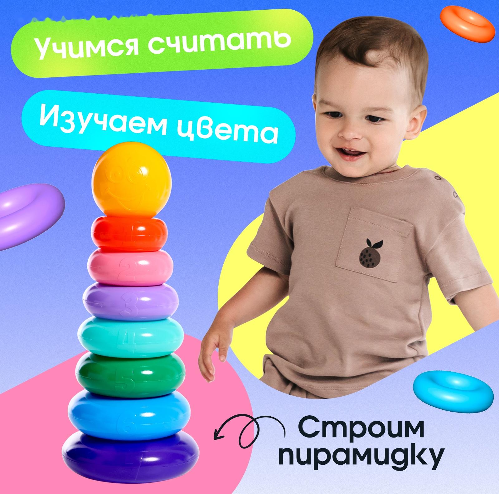 Пирамидка детская, 7 колец, с шаром