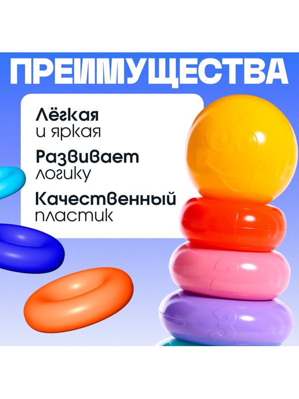 Пирамидка детская, 7 колец, с шаром
