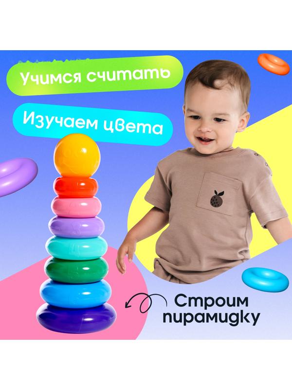Пирамидка детская, 7 колец, с шаром