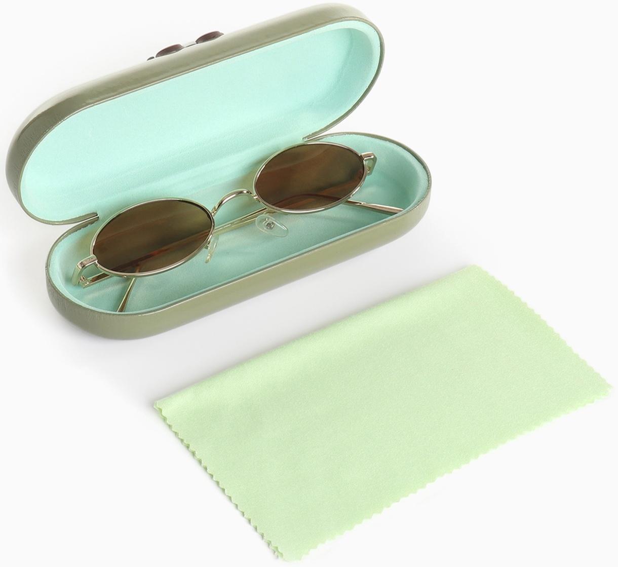 Футляр для очков на хлопушке, длина 16 см, цвет зелёный