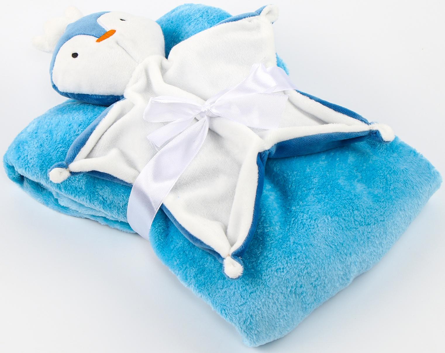 Набор подарочный: Комфортер 27 см + плед 71х125 см, «Пингвин»