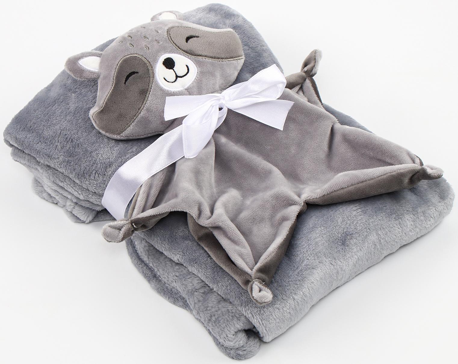 Набор подарочный: Комфортер 27 см + плед 71х125 см, «Енот»