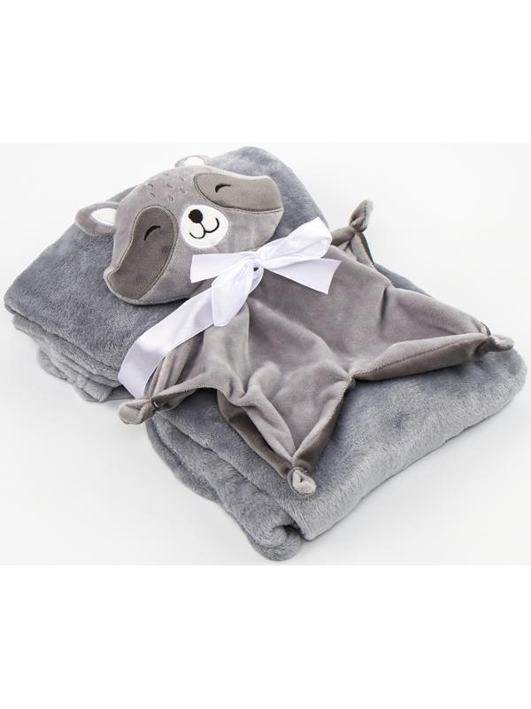 Набор подарочный: Комфортер 27 см + плед 71х125 см, «Енот»