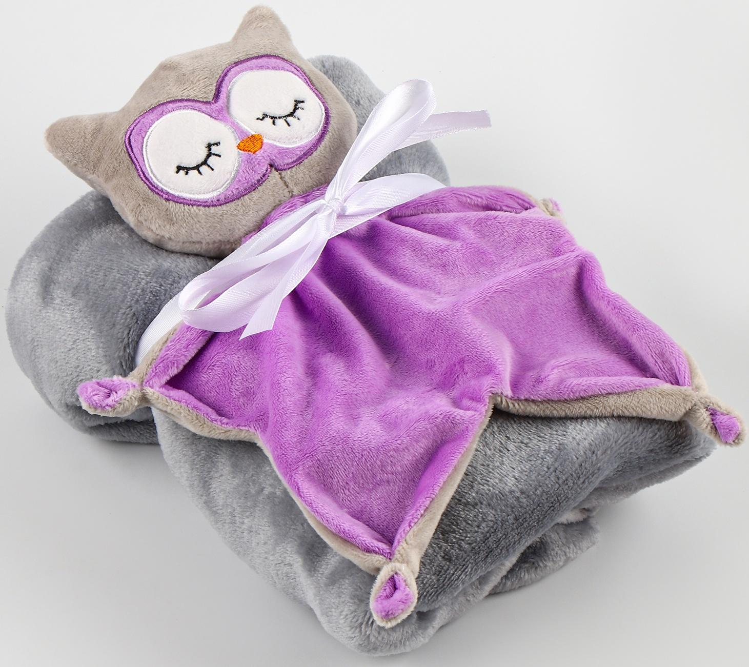 Набор подарочный: Комфортер 27 см + плед 71х125 см, «Сова»