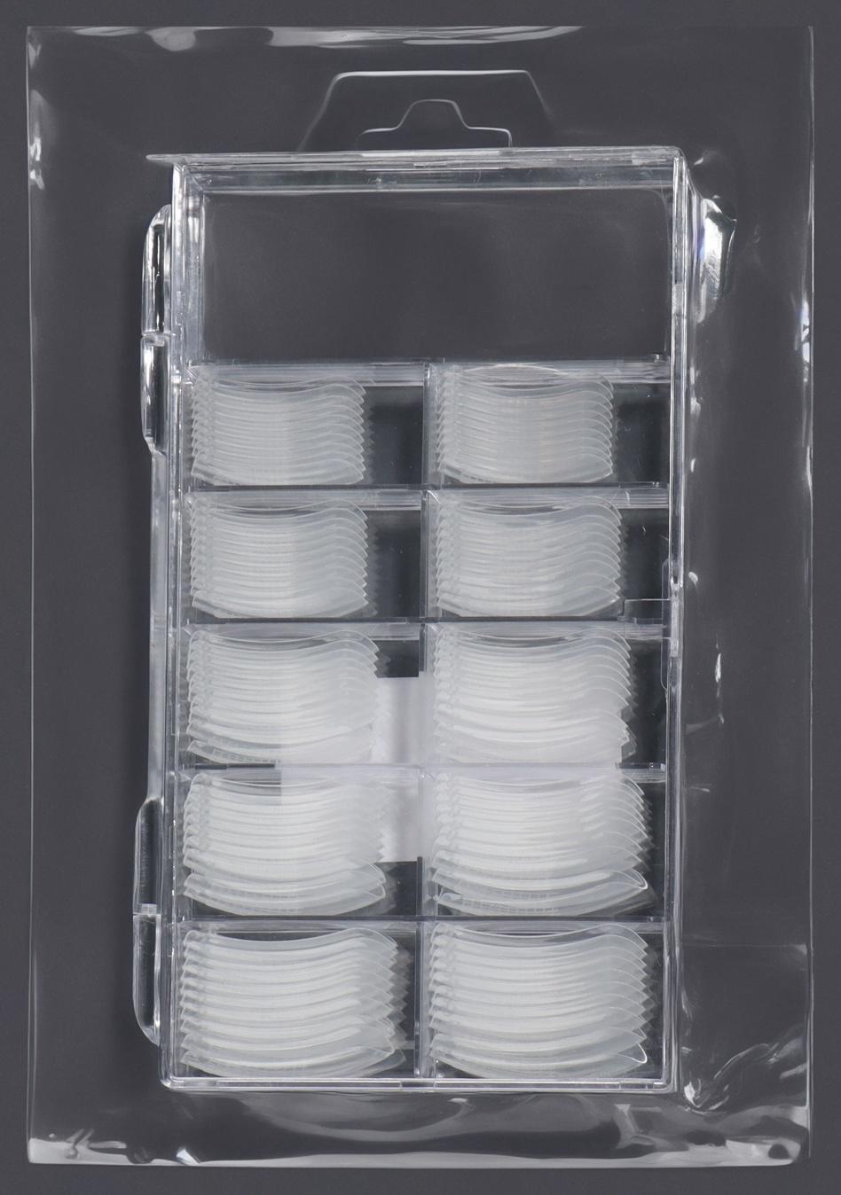 Верхние формы для наращивания в контейнере, 100 шт, мягкий квадрат, цвет прозрачный