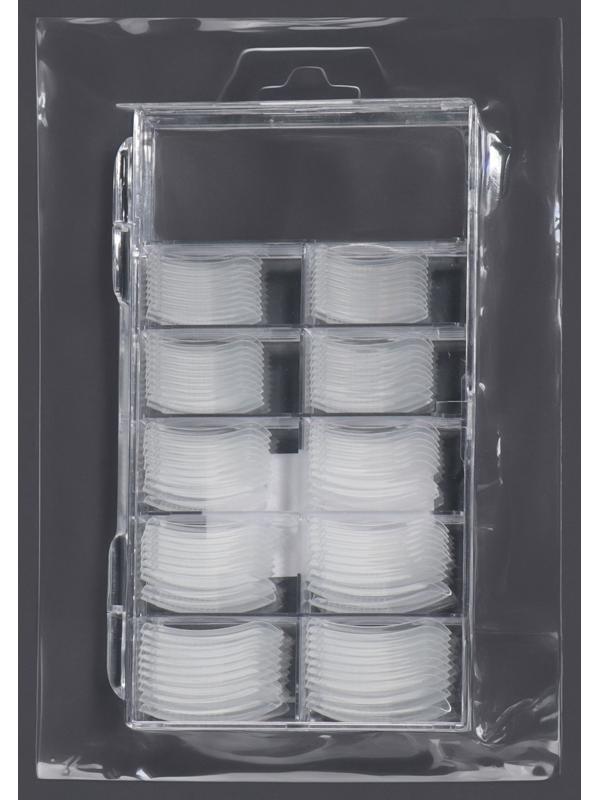 Верхние формы для наращивания в контейнере, 100 шт, мягкий квадрат, цвет прозрачный