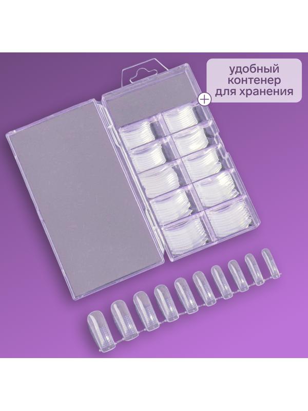 Верхние формы для наращивания в контейнере, 100 шт, мягкий квадрат, цвет прозрачный