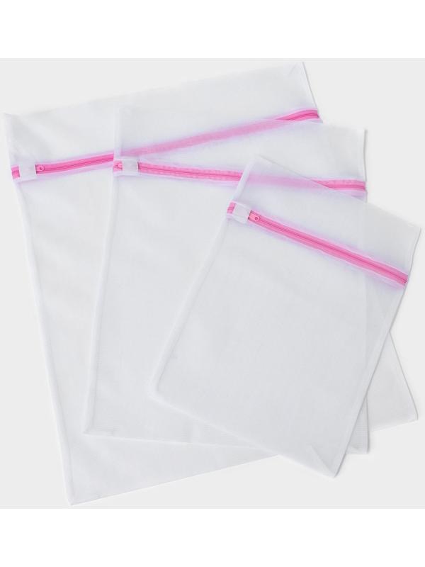 Мешки для стирки, 4 шт: L= 60×50, M=50×40, S=40×30, Цилиндр=15×16, цвет белый