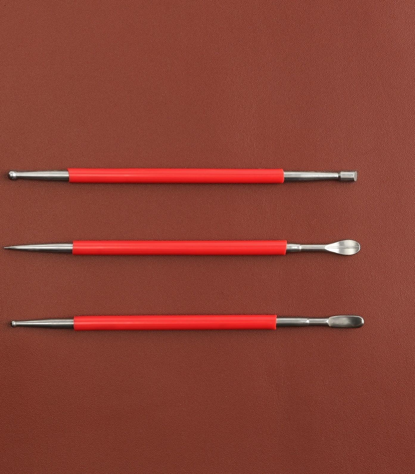 Набор двусторонних кардин для тиснения по коже, 3 шт, 16 см, цвет красный