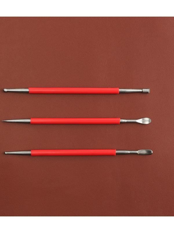 Набор двусторонних кардин для тиснения по коже, 3 шт, 16 см, цвет красный