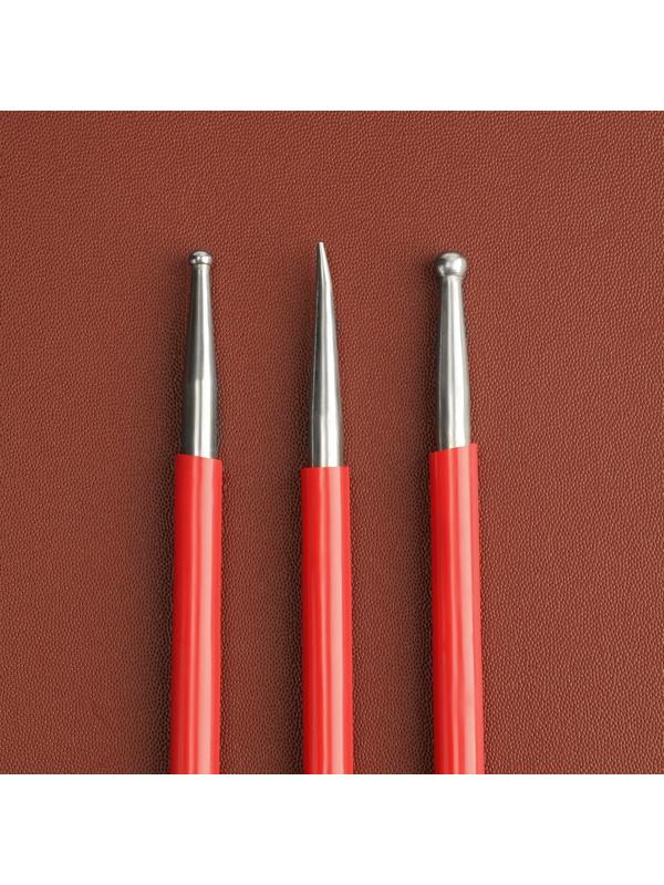 Набор двусторонних кардин для тиснения по коже, 3 шт, 16 см, цвет красный