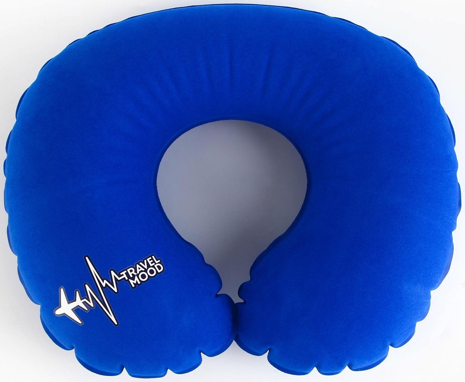 Подушка для путешествий надувная Travel mood, синяя