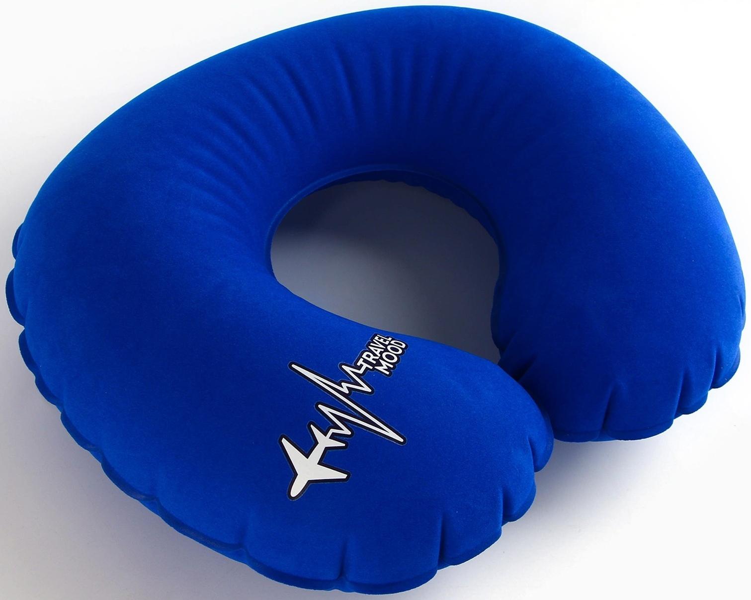 Подушка для путешествий надувная Travel mood, синяя