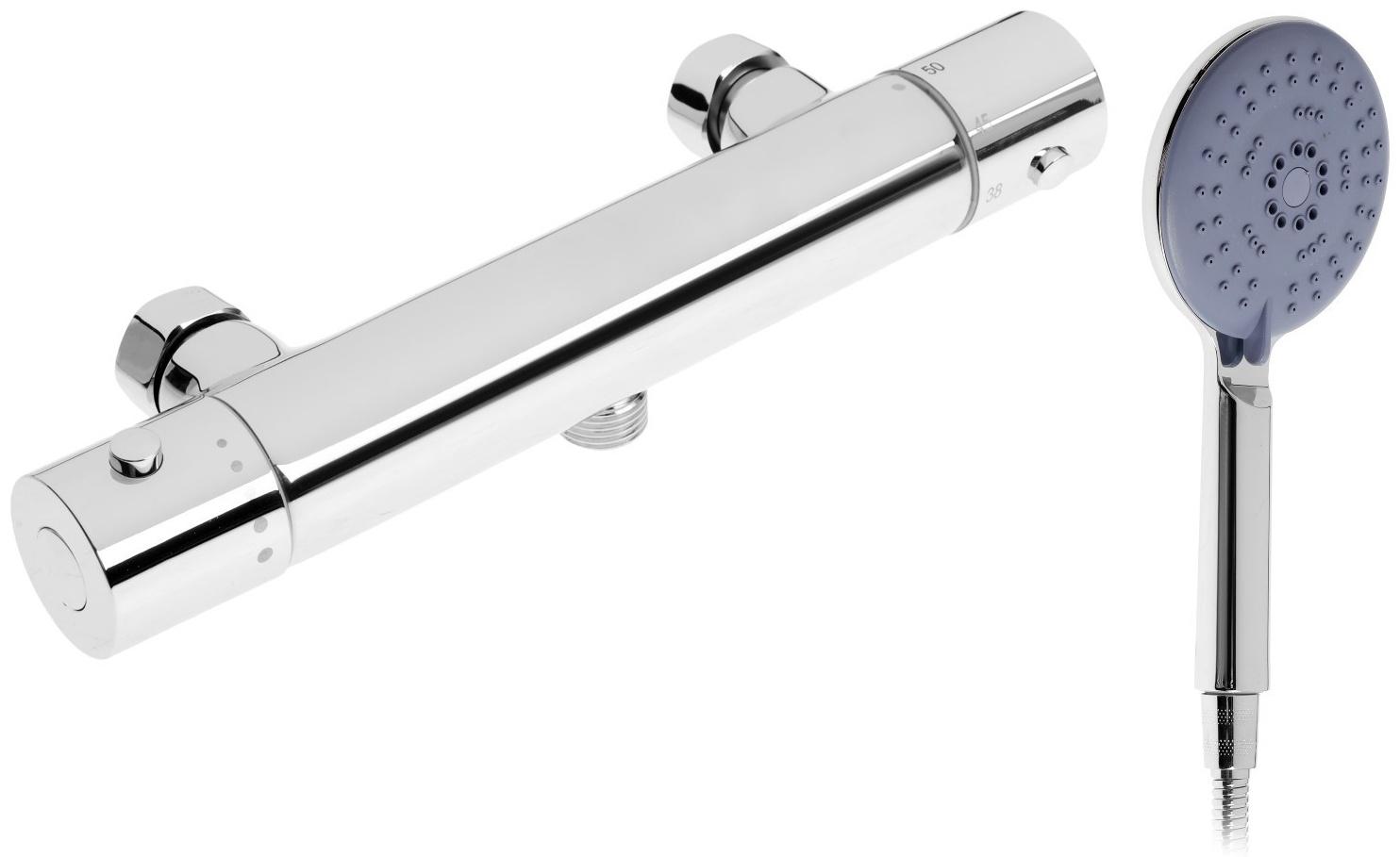 Смеситель для душа ZEIN Z4481, термостат, шланг 150 см, лейка 12.5 см, 5 режимов, хром