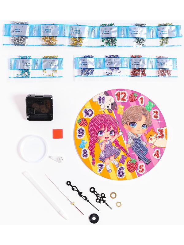 Алмазная мозаика для детей с частичным заполнением на часах «Малыши», 20 х 20 см