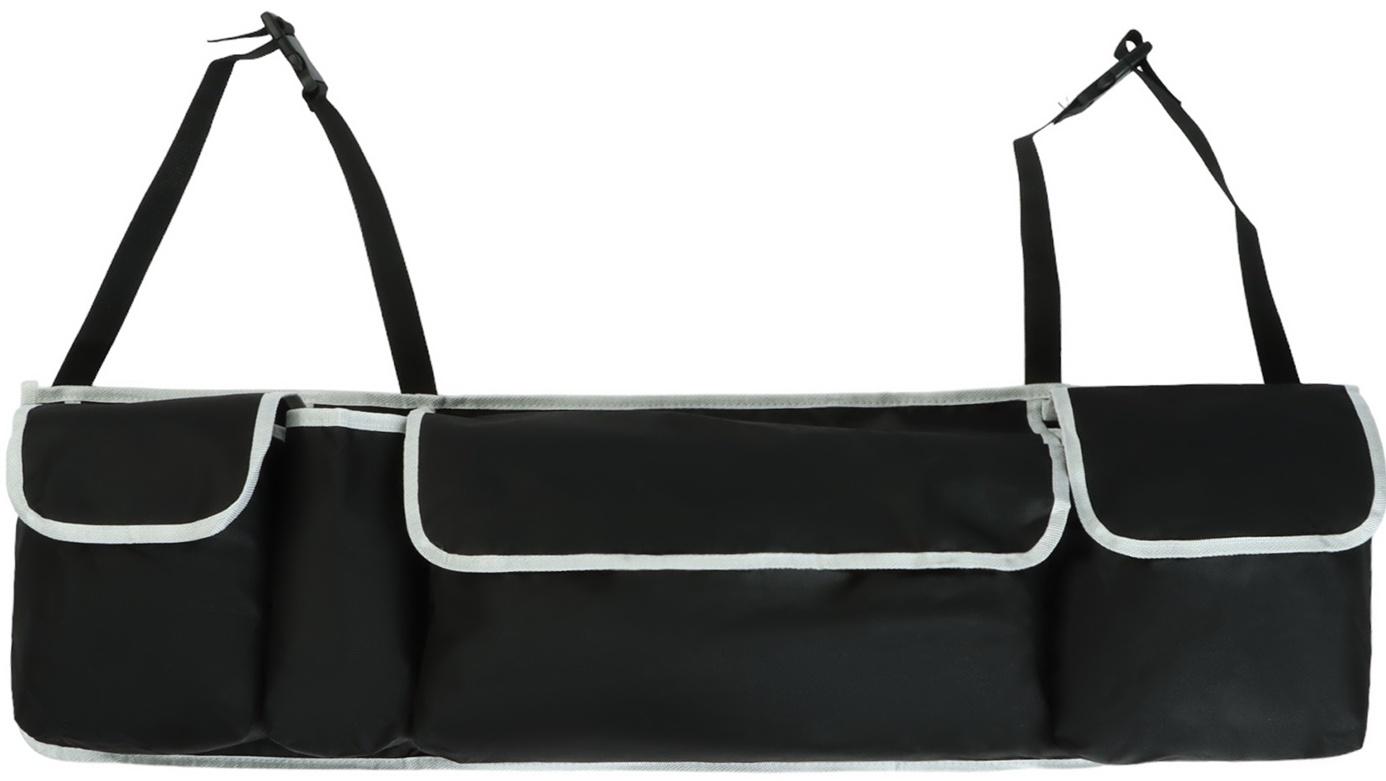 Органайзер в багажник автомобиля, на сиденье, ткань оксфорд, 90×25×12 см, чёрный