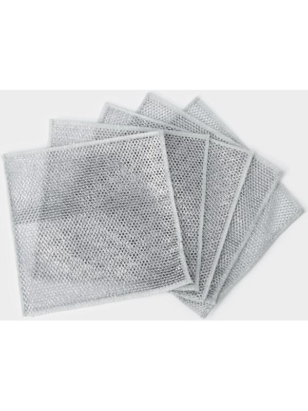 Салфетка для мытья посуды, металлическая, однослойная, 5 шт, 19×19 см