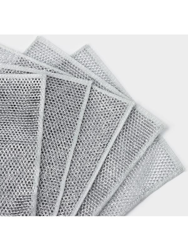 Салфетка для мытья посуды, металлическая, однослойная, 5 шт, 19×19 см